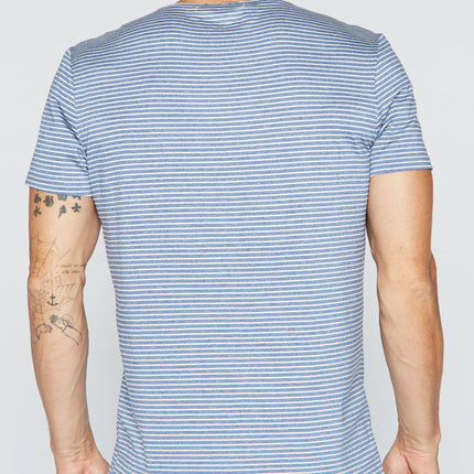 Men's Crew Neck Stripe Tee - Blue / White