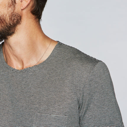 Men's Sailor Pocket Stripe Tee - Black / White Mini Stripe