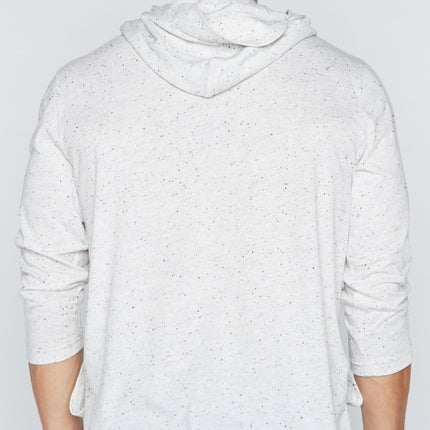 Men's 3/4 Sleeve Cowl Neck Visor Hoodie - Multi-Dot