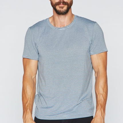 Men's Crew Neck Stripe Tee - Blue / Black