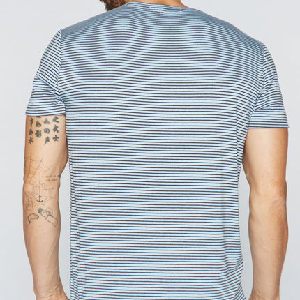 Men's Crew Neck Stripe Tee - Blue / Black