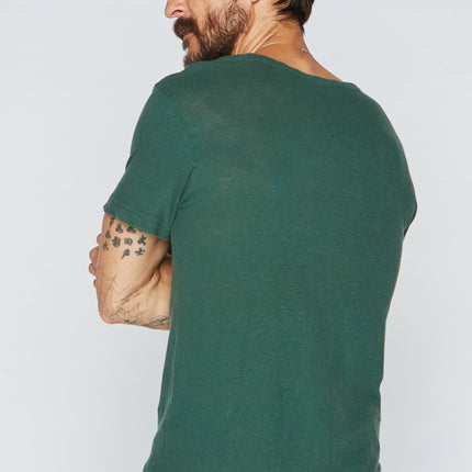 Men's Linen Blend Wide Neck Band Tee