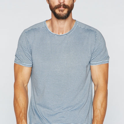 Men's Raw Edge Patch Sleeve Stripe Tee