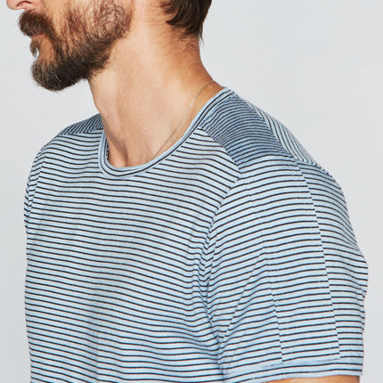 Men's Raw Edge Patch Sleeve Stripe Tee