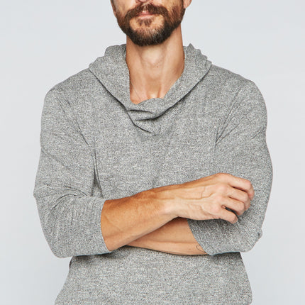 Men's 3/4 Sleeve Cowl Neck Visor Hoodie - Melange
