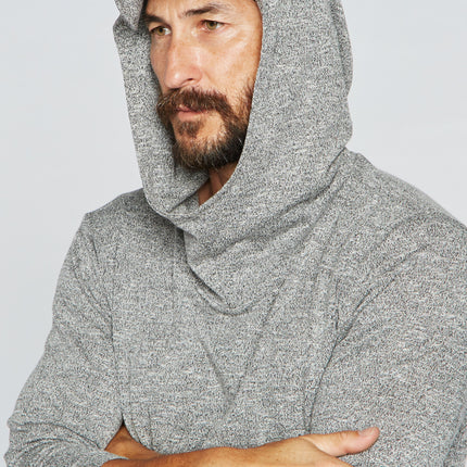 Men's 3/4 Sleeve Cowl Neck Visor Hoodie - Melange