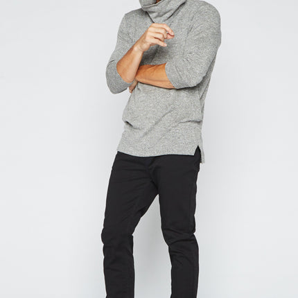 Men's 3/4 Sleeve Cowl Neck Visor Hoodie - Melange