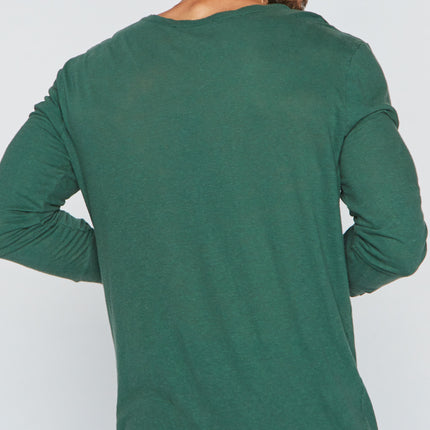 Men's Linen Blend Wide Cuff Long Sleeve Tee