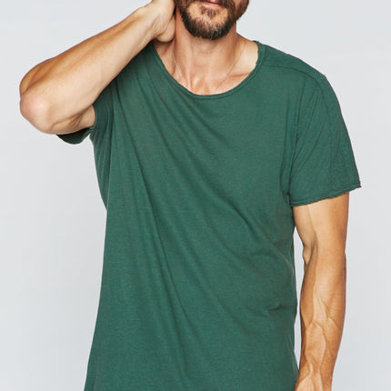 Men's Cotton Linen Patch Sleeve Tee