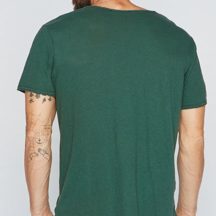 Men's Cotton Linen Patch Sleeve Tee