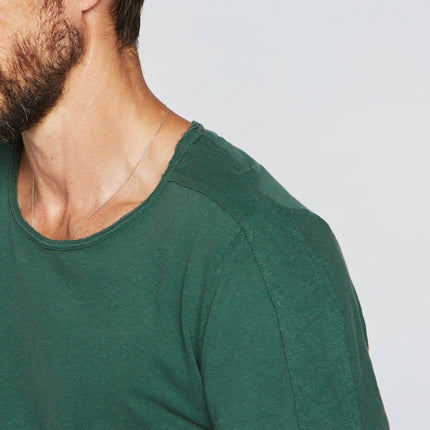 Men's Cotton Linen Patch Sleeve Tee