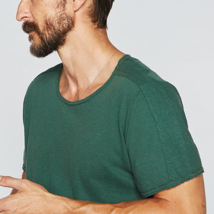 Men's Cotton Linen Patch Sleeve Tee
