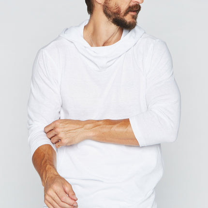 Men's 3/4 Sleeve Cowl Neck Visor Hoodie