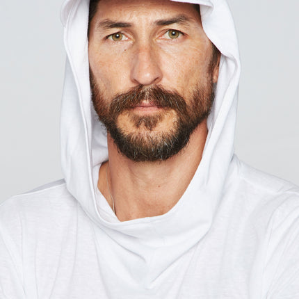 Men's 3/4 Sleeve Cowl Neck Visor Hoodie