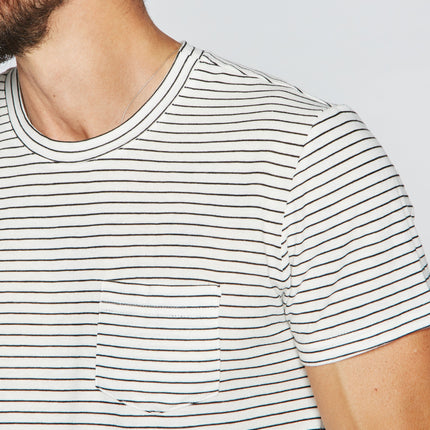 Men's V-Pocket Stripe Tee - White / Black
