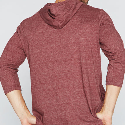 Men's 3/4 Sleeve Cowl Neck Visor Hoodie