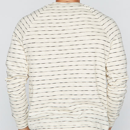 Men's Hacci Slub Pullover Sweater - Black/Ivory Stripe