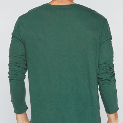 Men's Linen Blend Crew Neck Long Sleeve