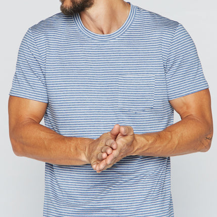 Men's V-Pocket Stripe Tee - Blue / White