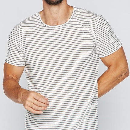 Men's Crew Neck Stripe Tee - White / Black