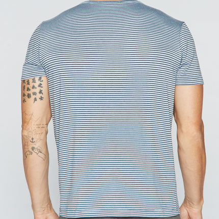 Men's Cross V-Neck Stripe Tee - Blue / Black