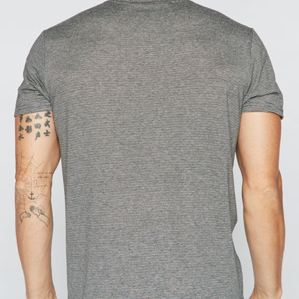 Men's V-Pocket Stripe Tee - Black / Grey