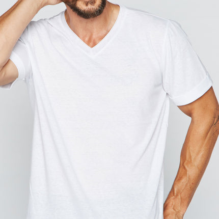Men's Tri-Blend Stitch Sleeve V-Neck Tee