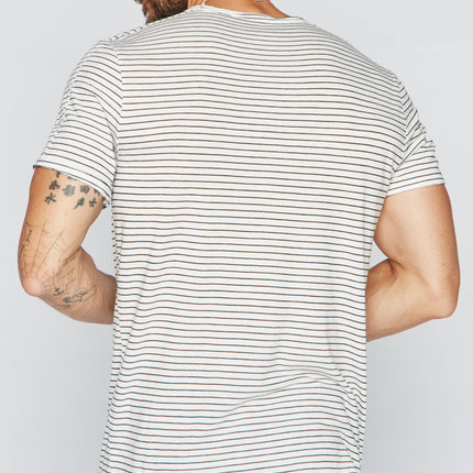 Men's Raw Edge Patch Sleeve Stripe Tee
