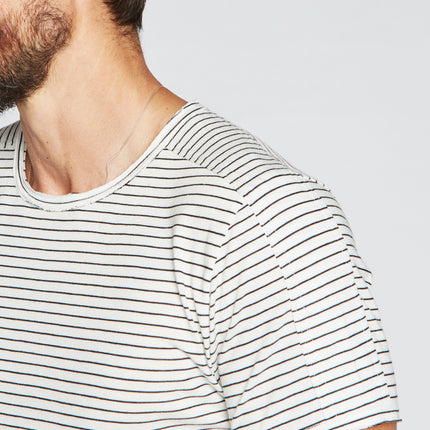 Men's Raw Edge Patch Sleeve Stripe Tee