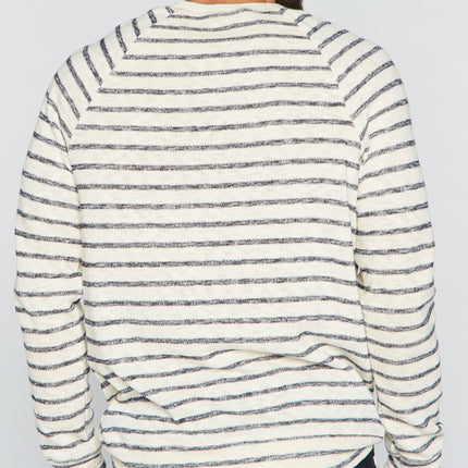 Men's Slub Jersey Pullover Sweater - Navy/Cream Stripe