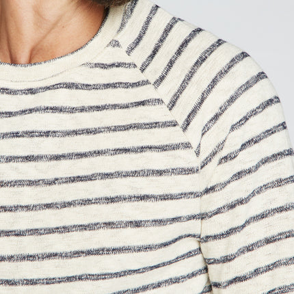 Men's Slub Jersey Pullover Sweater - Navy/Cream Stripe