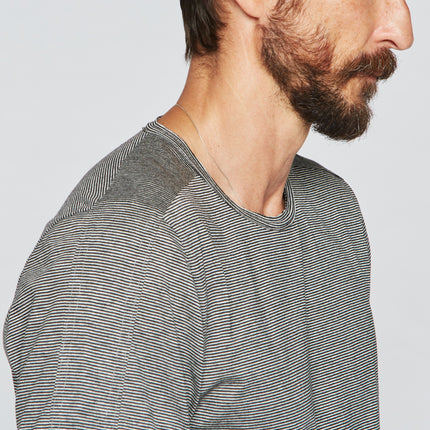 Men's Raw Edge Patch Sleeve Stripe Tee