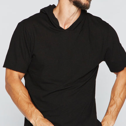 Men's Linen Blend Short Sleeve Hoodie