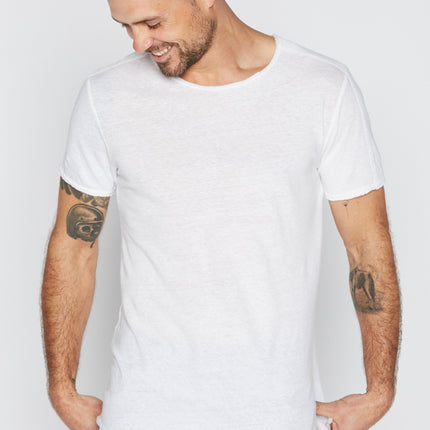 Men's Cotton Linen Patch Sleeve Tee