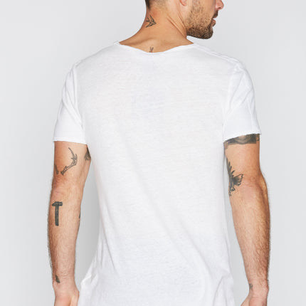 Men's Cotton Linen Patch Sleeve Tee