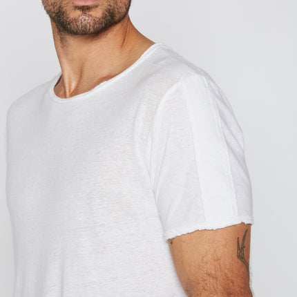 Men's Cotton Linen Patch Sleeve Tee