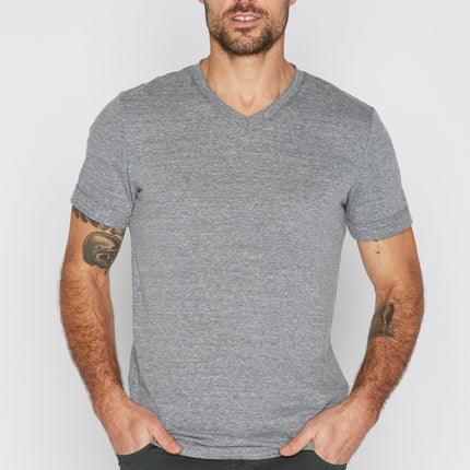Men's Tri-Blend Stitch Sleeve V-Neck Tee