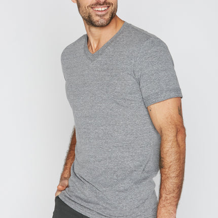Men's Tri-Blend Stitch Sleeve V-Neck Tee