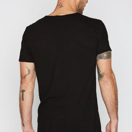 Men's Cotton Linen Patch Sleeve Tee