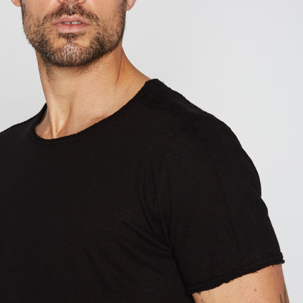 Men's Cotton Linen Patch Sleeve Tee
