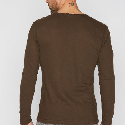 Men's Linen Blend Wide Cuff Long Sleeve Tee
