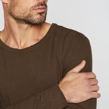 Men's Linen Blend Wide Cuff Long Sleeve Tee