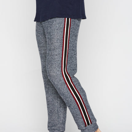 Men's Soft Knit Melange Stripe Side Pant