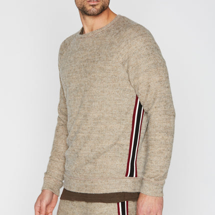 Men's Soft Knit Melange Side Stripe Pullover Sweater