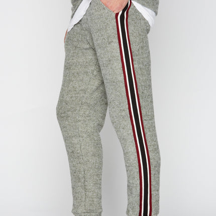 Men's Soft Knit Melange Stripe Side Pant