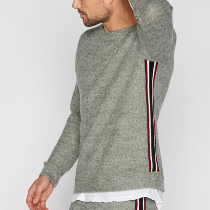 Men's Soft Knit Melange Side Stripe Pullover Sweater