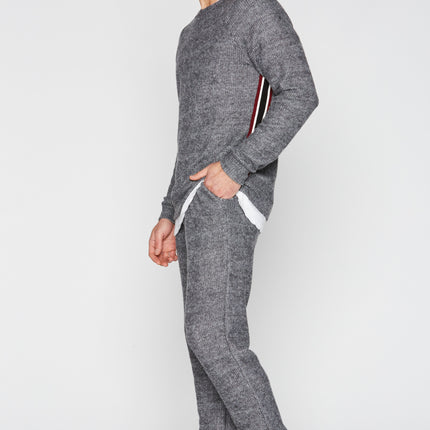 Men's Soft Knit Melange Side Stripe Pullover Sweater