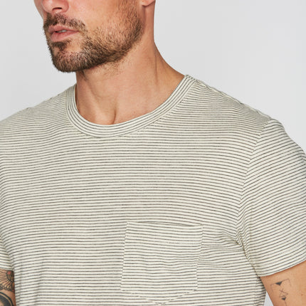 Men's V-Pocket Stripe Tee - Ivory / Black