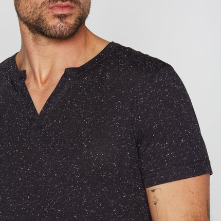 Men's Cross V-Neck Tee - Multi-Dot Black & White