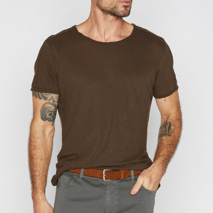 Men's Cotton Linen Patch Sleeve Tee